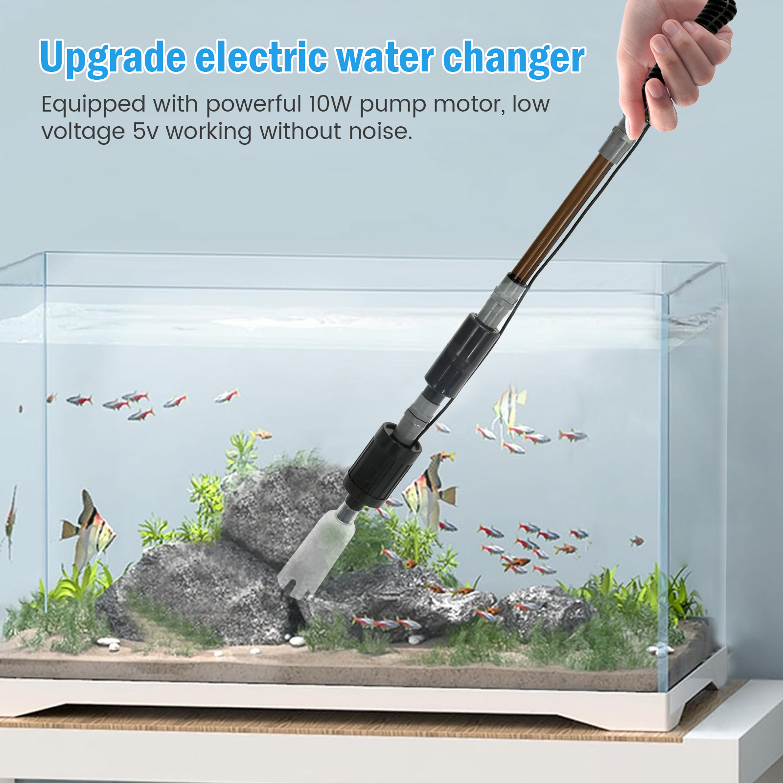 10W 6 In 1 USB Aquarium Water  - Gravel Vacuum Cleaner のレビューと価格