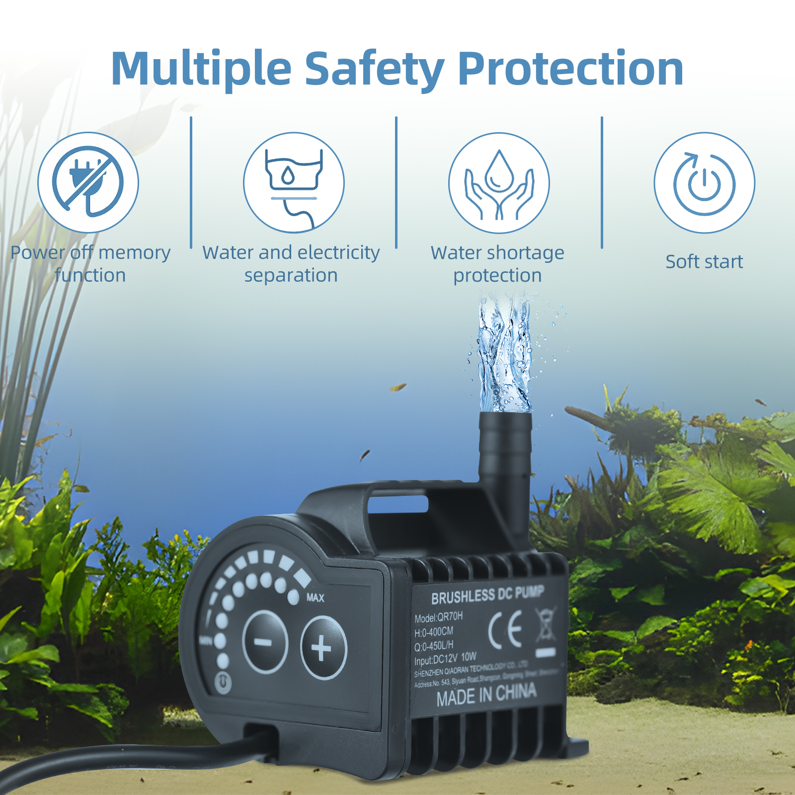Submersible 12V Water Pump 8 L - Aquarium Fish Breeding のレビューと価格