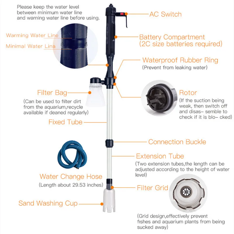 Electric Water Changer Vacuum  - Gravel Vacuum Cleaner のレビューと価格
